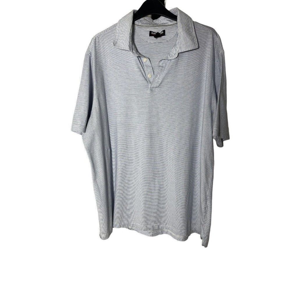 Kirkland Men's Comfort Stretch Cotton Silk Blend Polo Shirts Size XL White/Blue - Picture 3 of 5